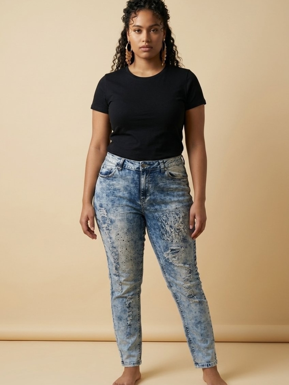 Women’s High-Rise Distressed Light Wash Jeans - Blue